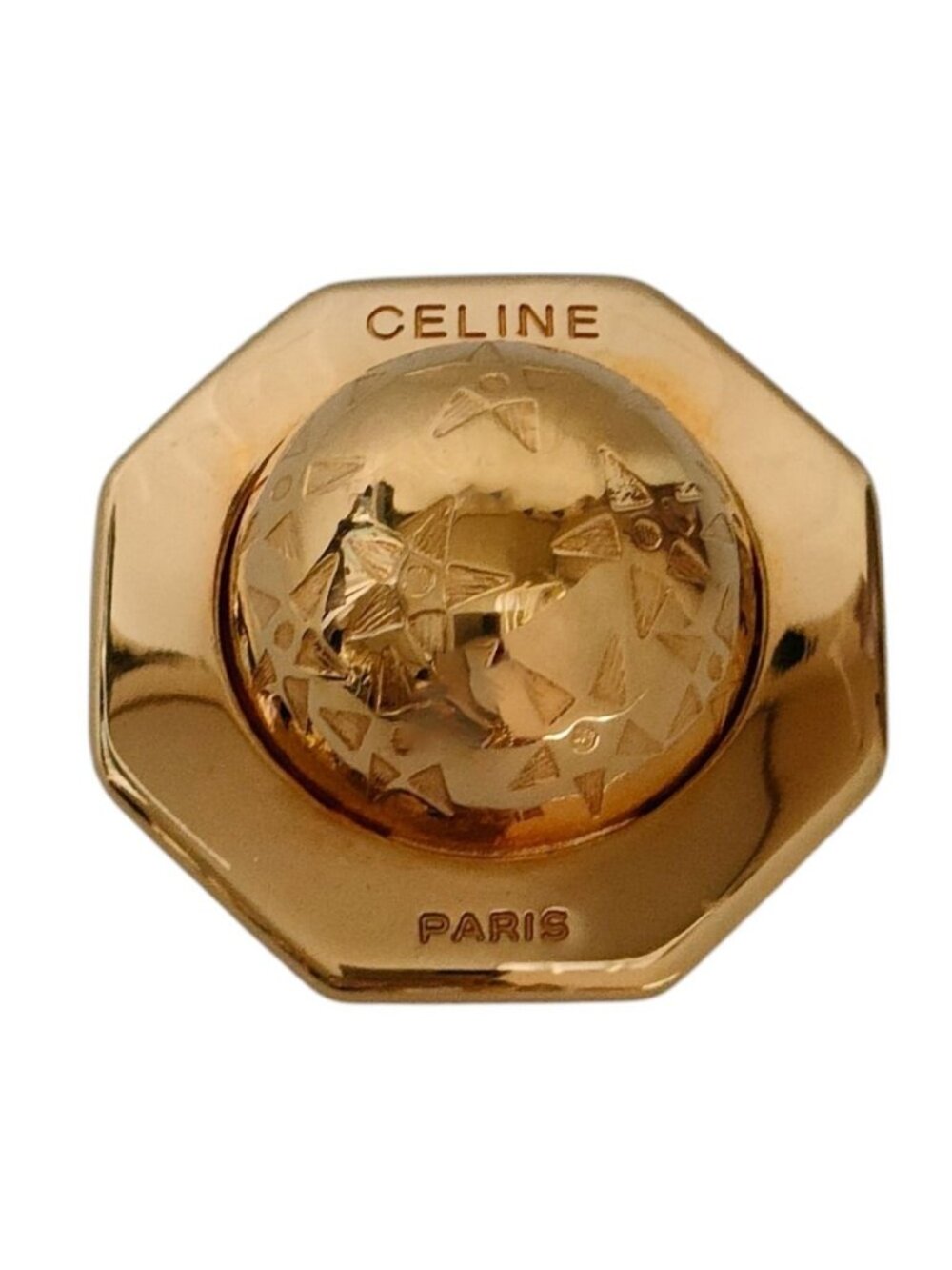 Celine Vintage Star Ball Pin Brooch Gold